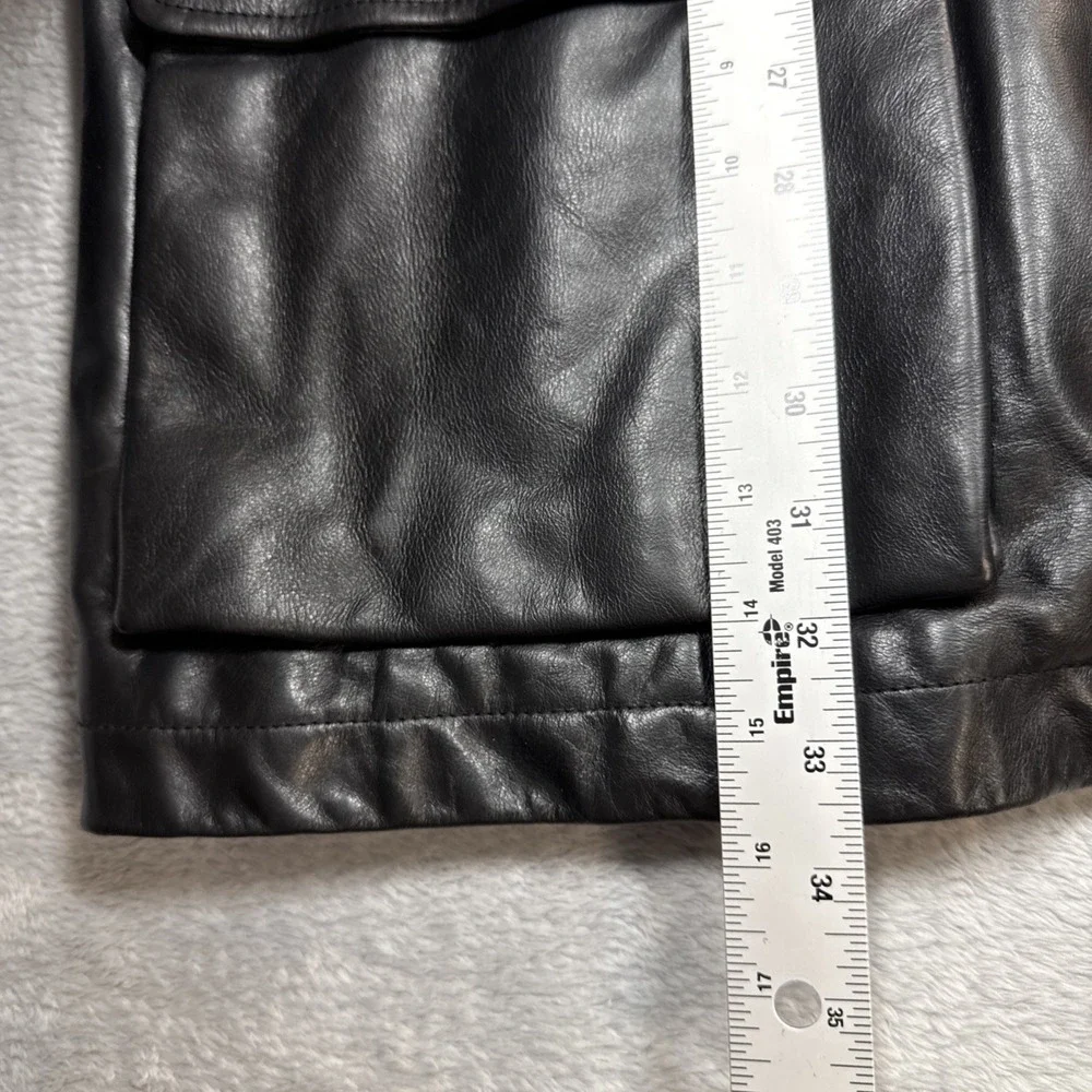 Vintage Polo Ralph Lauren Leather Jacket Men Large Black Wool Lined Car Coat